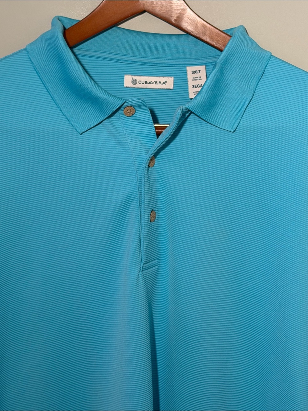Cubavera Men’s Short Sleeve Polo Shirt - Aqua Blue